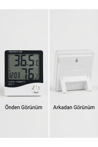 Dijital Saatli Oda Termometresi Ve Nem Ölçer Higrometre Isı Ölçer 3'ü 1 Arada
