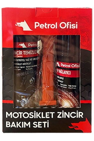 Petrol Ofisi Motosiklet Zincir Bakım Seti Özel Kutu Temizleme Fırçalı Set