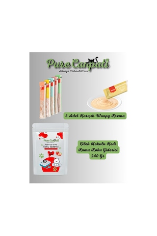 Purecanpati Kedi 5 Çeşit Karışık Krema Ödül ve Kedi Kumu Koku Giderici