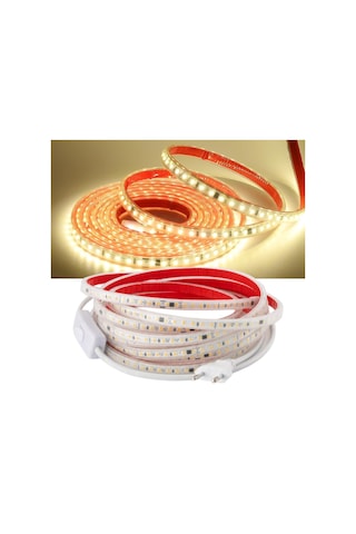 Şerit Led Gün Işığı 220v Yüksek Parlaklık 120 Led/m Tak Çalıştır Fişli Anahtarlı Silikonlu İç/dış M 2.5 Metre