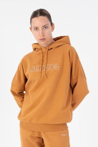 Maraton Oversize Kadın Kapüşonlu Karamel Sweatshirt Karamel