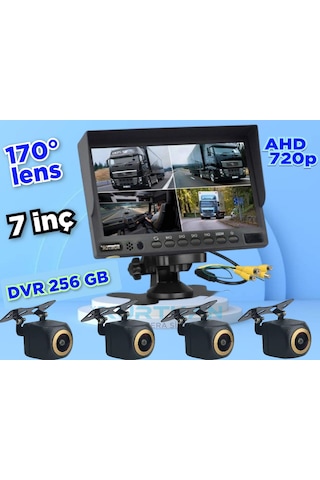 4 Adet Ahd 720p 170 Derece Açılı Kamera Ve 7'' Dvr Monitör 12 V