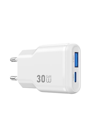 Wiwu Wi-g033 Essen Slim Serisi Gan Tech Pd Hızlı Şarj Özellikli Şarj Başlığı 30w Beyaz