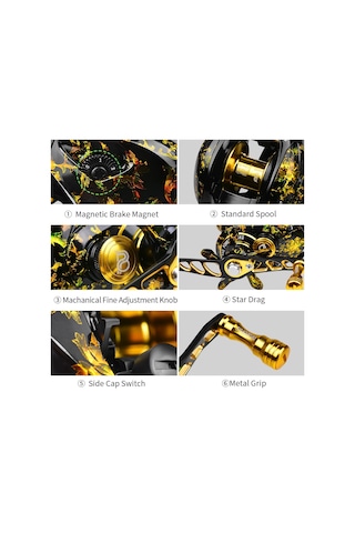 Proberos Vha120 7.2:1 Manyetik Fren Sistemli Yüksek Hızlı Baitcasting Makarası, Balıkçılık Makarası - Sol El