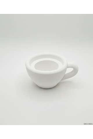 Beyaz Mini Dekoratif Fincan Şeklinde Saksı 6 Cm Masa Üstü Ofis Ev Dekoru