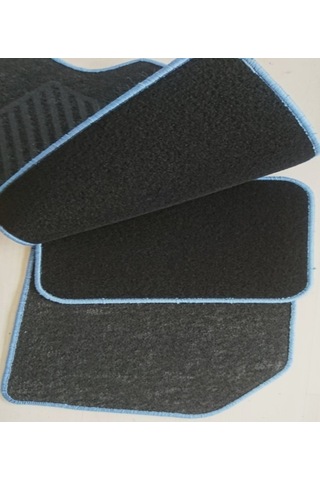 Oto Paspası Halı Paspas Üniversal Siyah Mavi Biyeli 4 Prç. N11.3
