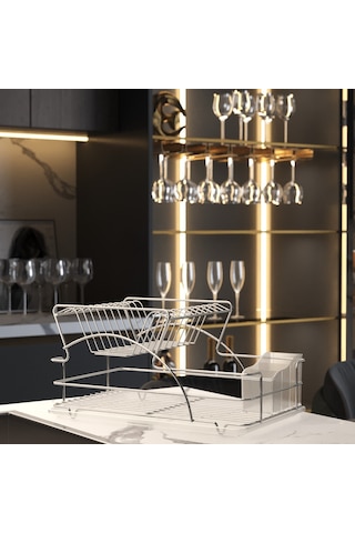 Teknotel İki Katlı Tabaklık Bulaşıklık Krom Kb009