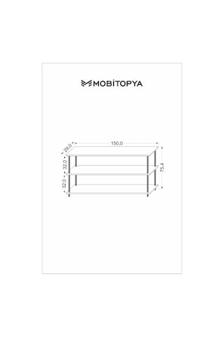Çevir Kur 150 Cm Beyaz Raflı Tv Sehpası, Tv Ünitesi 150 75 29 Cm Beyaz
