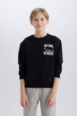 DeFacto Erkek Çocuk Bisiklet Yaka Sırt Baskılı İçi Yumuşak Tüylü Sweatshirt D6227A824CWBK81