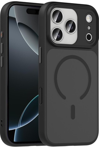 Apple Uyumlu iPhone 17 Pro Magsafe Özellikli Sert Fall Telefon Kılıfı Siyah