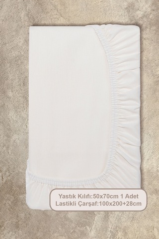 Elart Basic Lastikli Çarşaf Seti Tek Kişilik 100x200+28 Krem