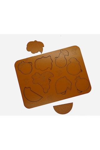 Çocuklar İçin Eğitici Ve Öğretici Ahşap Yapboz Puzzle Bul Tak Meyveler 30x20cm