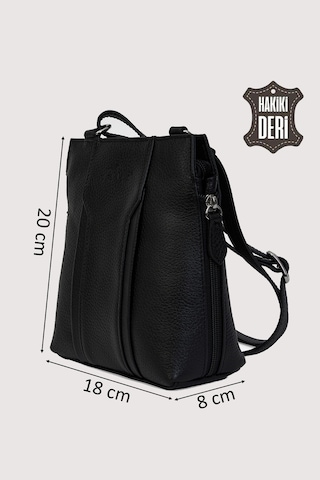 Hakiki Deri Kadın Deri Omuz Çantası Siyah Smr562 Siyah