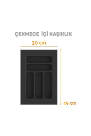 Çekmece İçi Kaşıklık Ve Kepçelik Düzenleyici Antrasit 30x49 Cm 23,5x40 Cm Kadar Kesilebilir Antrasit