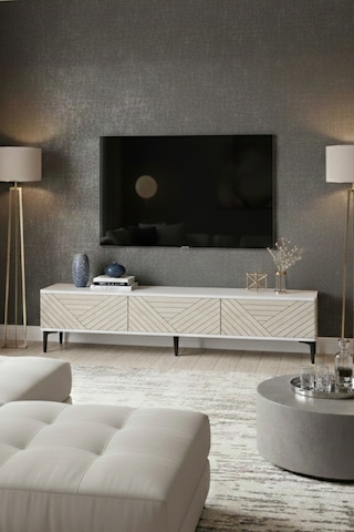 Tsa1804bt - Ferro180 Tv Stand, Tv Sehpası Beyaz-traverten Kapak 180cm Beyaz-traverten