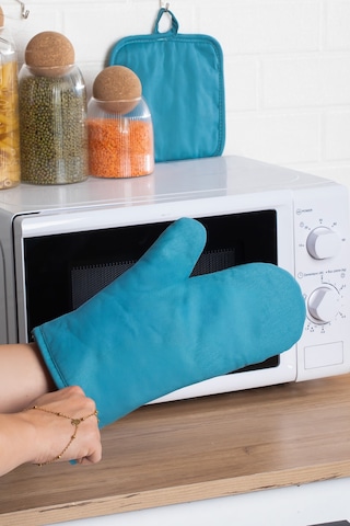 Porsima 3136 2li Isıya Dayanıklı Fırın Eldiveni Seti Mutfak Eldiveni Seti Mavi Mavi