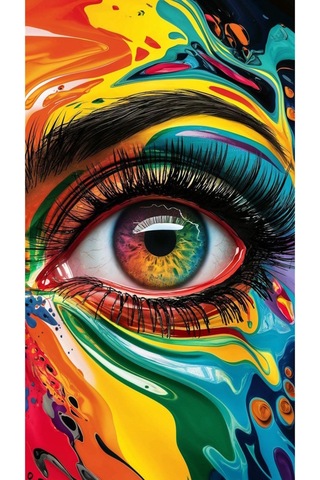 Renkli Tek Göz Tablo Kanvas Ev Duvar Salon Ofis Dükkan Hediyelik Dekarasyon Süsü Ölçü Seçiniz
