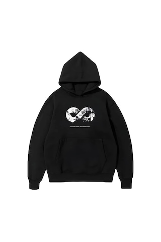 Efnaz Style 10 Kasıma Özel Üç İplik Kapşonlu Baskılı Sweatshirt - Siyah