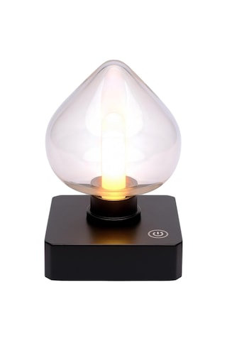 Ledx Yqx-anl95-b03 Amber Renkli Alev Efektli Dokunmatik Masa Lambası 800mah Şarjlı Şeffaf Kalpli Al-anl95-b03