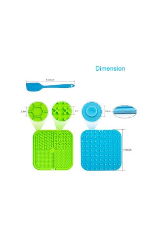 Vkemall Kedi Köpek Silikon Yavaş Yeme Padı, Stres Azaltıcı, Süper Tutuculu, 2 Adet Kırmızı-mavi + Sprey Silici