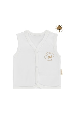 Civil Baby Organik Pamuklu 0-12 Ay Bebe Yelek - Ekru