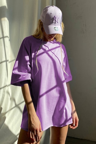 Madmext Lila Oversize Basic Kadın Tişört-lila Lila