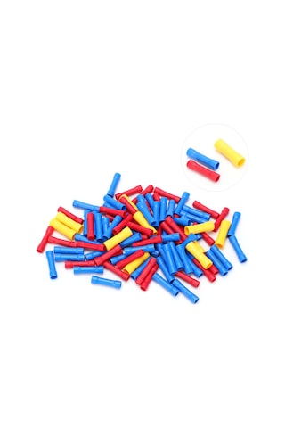Youtek 100 Adet Tam Isoleli Su Geçirmez Bakır Terminale, Isıl Daraltmalı Kablolu Bağlayıcı Kırmızı-mavi-sarı , Yangın Dayanıklı Soğuk Presli Uygulama