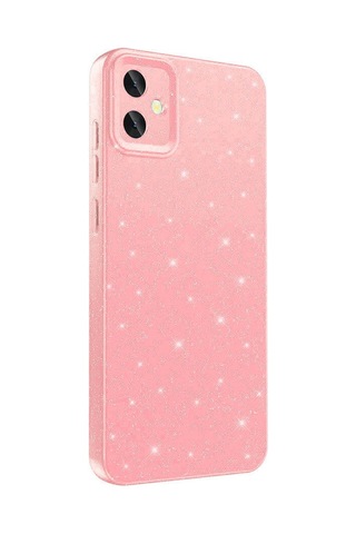 Galaxy A05 Kılıf Kamera Korumalı Simli Lüks Zore Koton Kapak Pembe