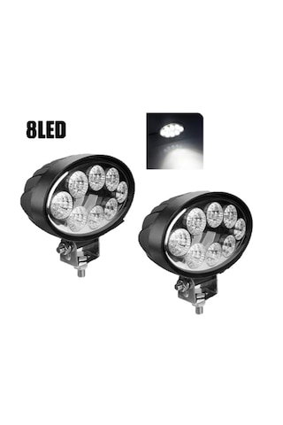 2 Adet 8 Power Ledli Oval 9-60 Volt 24w Ip67 Çalışma Lambası