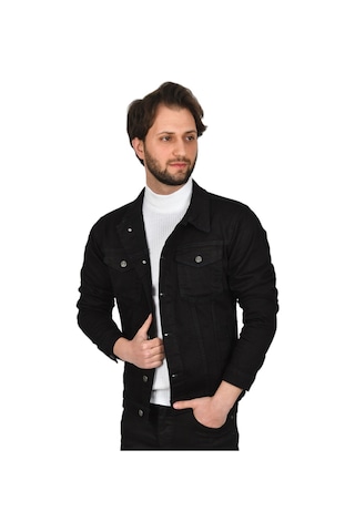 Deepsea Erkek Siyah Dar Kesim Likralı Kot Ceket Mont 2201006 False Siyah