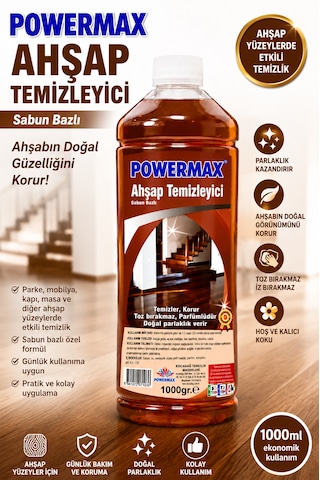 Powermax Ahşap Temizleyici 1000 Ml X3 Set Ahşap Ve Laminant Yüzey Temizleyici 1 LT
