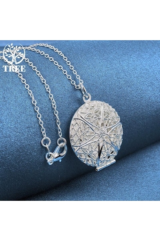 925 Ayar Gümüş Fotoğraf Çerçevesi Kolye Kolye Takı