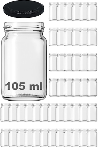 105 Ml Metal Siyah Kapaklı 105 Cc Cam Konserve Kavanoz 48 Adet