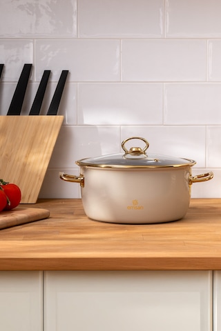 Emsan Retro Emaye Kızartma Tenceresi Bej