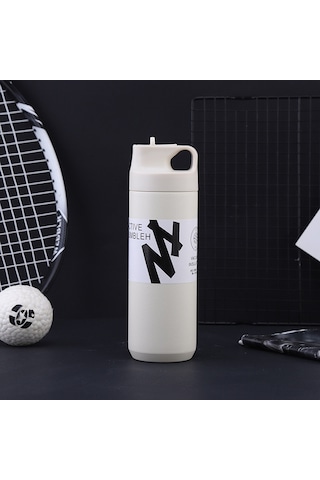 Yaozixa Beyaz 550ml Paslanmaz Çelik Vakum Matara - Uzun Süreli Isı Saklama, İçme Pipeti Ve İki Yollu İçim, Ter Dayanıklı, Bpa'sız