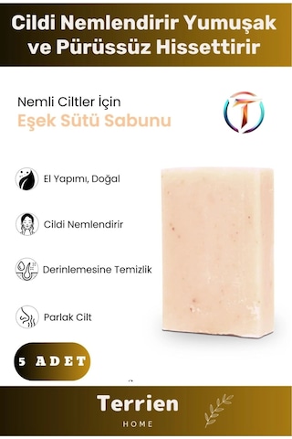 Home Serisi El Yapımı Doğal Bitkisel 5 Adet Temizleyici Parlak Ciltler Nemlendirici Eşek Sütü Sabunu Karışık