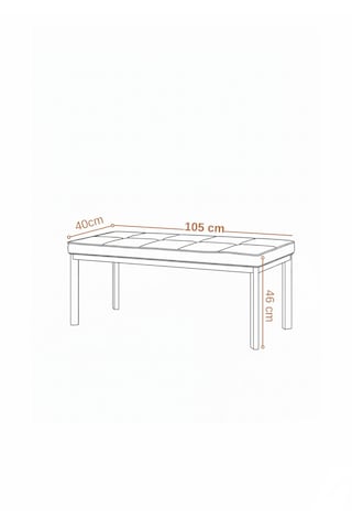 Vena 105x40 Bench - Babyface Kumaş Çımalı Döşeme Puf Bench Beyaz Ayaklı Siyah