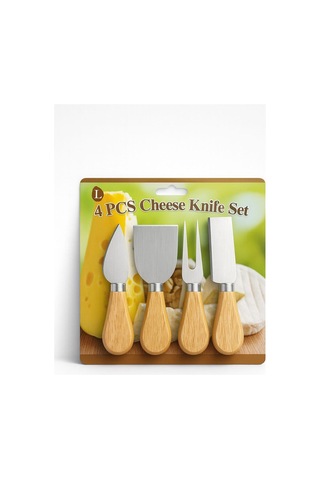 Cheese Knife Set 4pcs Peynir Bıçak Seti Ahşap Bambu Saplı 5570