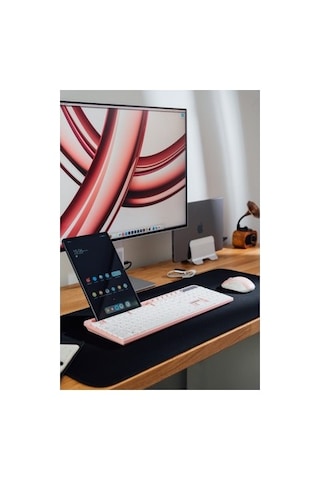 Pembe/beyaz Kablosuz Q Multimedia Klavye Ve Mouse Seti, Şık Tasarım
