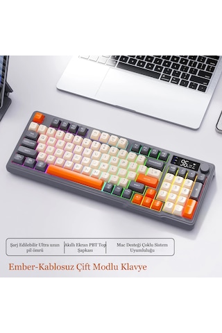 2.4g Bluetooth Led Ekran Gaming Oyuncu Klavye Çift Bağ Manyetik