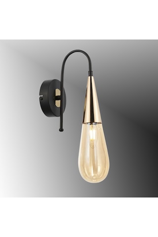 Tt023-1-apl-sy-gd Tt Aydınlatma Damla Modeli Gold - Siyah Aplik Siyah Gold