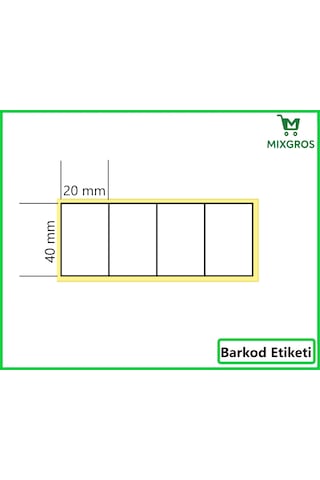 40x20 Mm Termal 4'lü Ürün Barkod Etiketi 1 Rulo: 5000 Adet Etiket 1 Koli: 50 Rulo Etiket