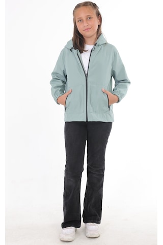 Freemen İçi Astarlı Su ve Rüzgar Geçirmez Kapüşonlu Çift Fermuarlı Cepli Kız Çocuk Hırka - Mint Yeşili