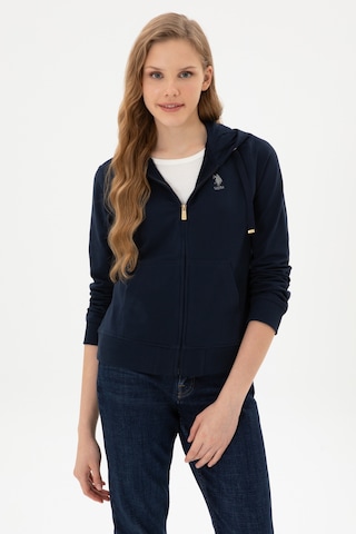 U.S. Polo Assn. Kadın Lacivert Fermuarlı Kapüşonlu Sweatshırt 50313594-VR033