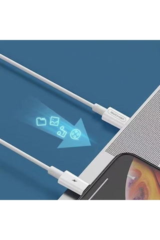 Wekome Type-C To Apple iPhone Uyumlu Pd 20W Hızlı Şarj Kablosu 1.2M (212354649)-Beyaz