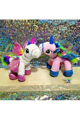 2'li Sevimli Hayvan Peluş Oyuncak At Boynuzlu At Unicorn Pony 25c