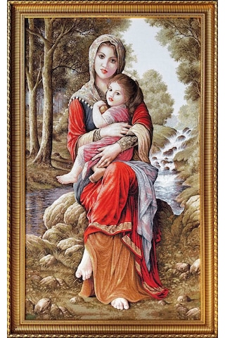 Figüratif Seri-23 Dokuma Goblen Kumaş-Anne ve Kızı