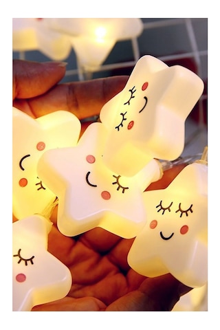 Asonplus Led Işıklı Gülen 10 Yıldız Dizeleri 2 Metre Şirin Loş Ge Gün Işığı