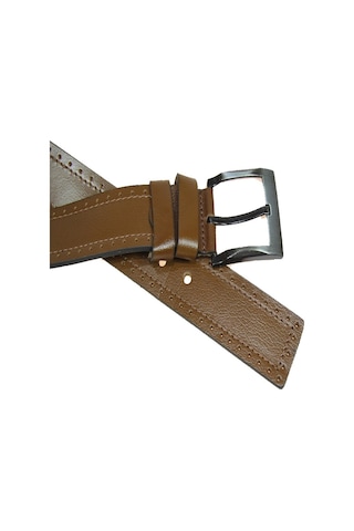 Hakiki Deri Erkek Spor Nakışlı Kot Kemeri 4,5 Cm Taba