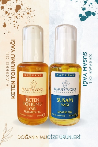 Beauty Voice Katkısız Susam + Keten Tohumu Yağı 2'li